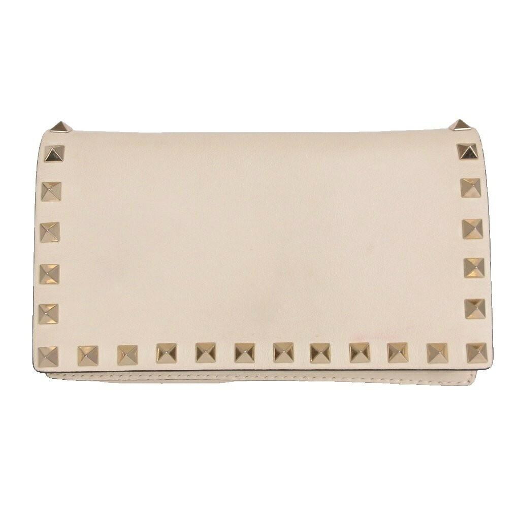 Valentino Garavani Shoulder Bag Purse Rockstuds Leather Off White Authentic