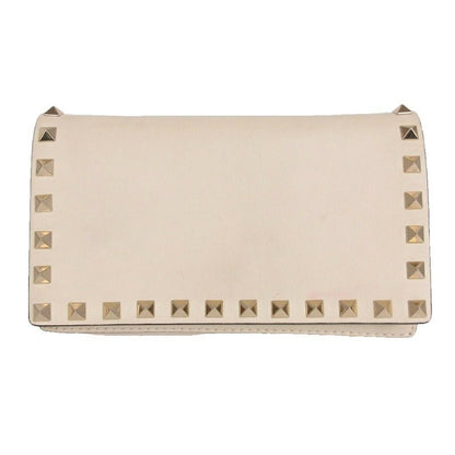 Valentino Garavani Shoulder Bag Purse Rockstuds Leather Off White Authentic