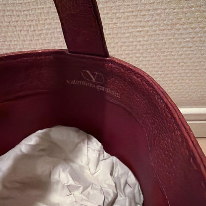 Valentino Garavani Hand Bag Tote Purse Leather Red Authentic