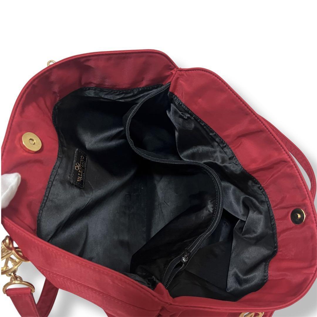 Valentino Garavani Shoulder Bag Purse Logo Nylon Red Authentic