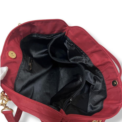 Valentino Garavani Shoulder Bag Purse Logo Nylon Red Authentic