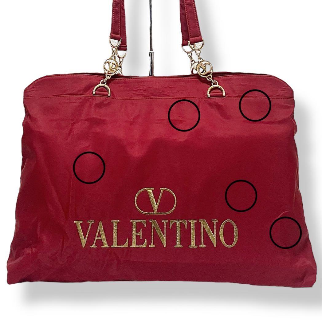 Valentino Garavani Shoulder Bag Purse Logo Nylon Red Authentic