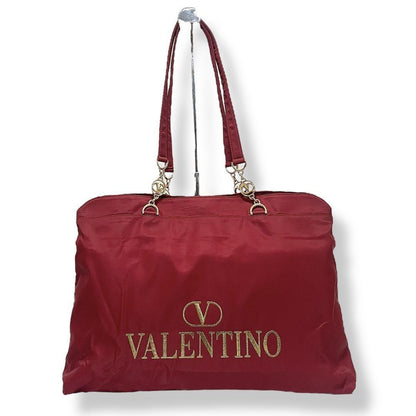 Valentino Garavani Shoulder Bag Purse Logo Nylon Red Authentic