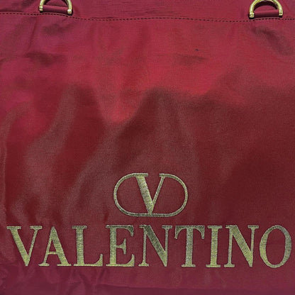 Valentino Garavani Shoulder Bag Purse Logo Nylon Red Authentic