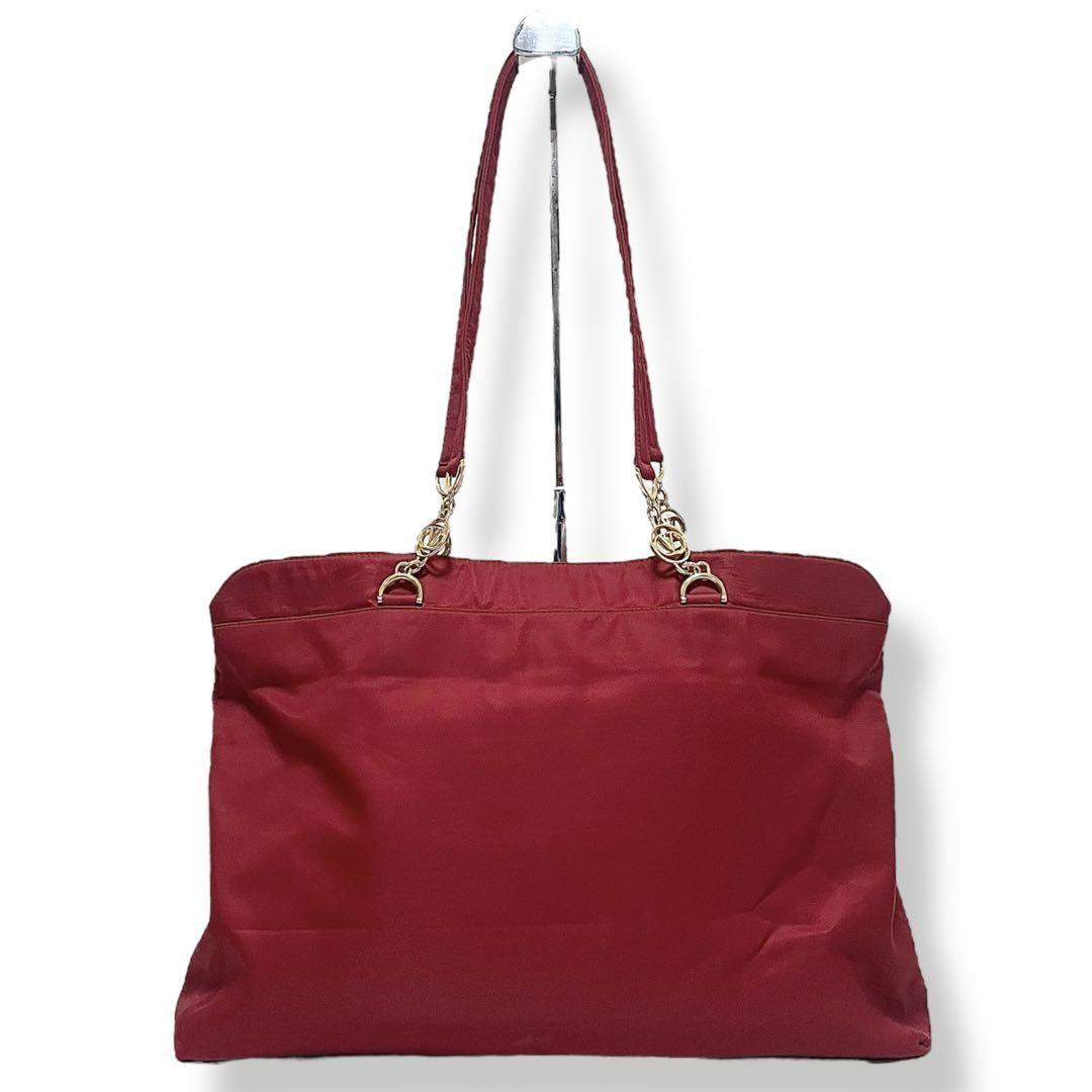 Valentino Garavani Shoulder Bag Purse Logo Nylon Red Authentic