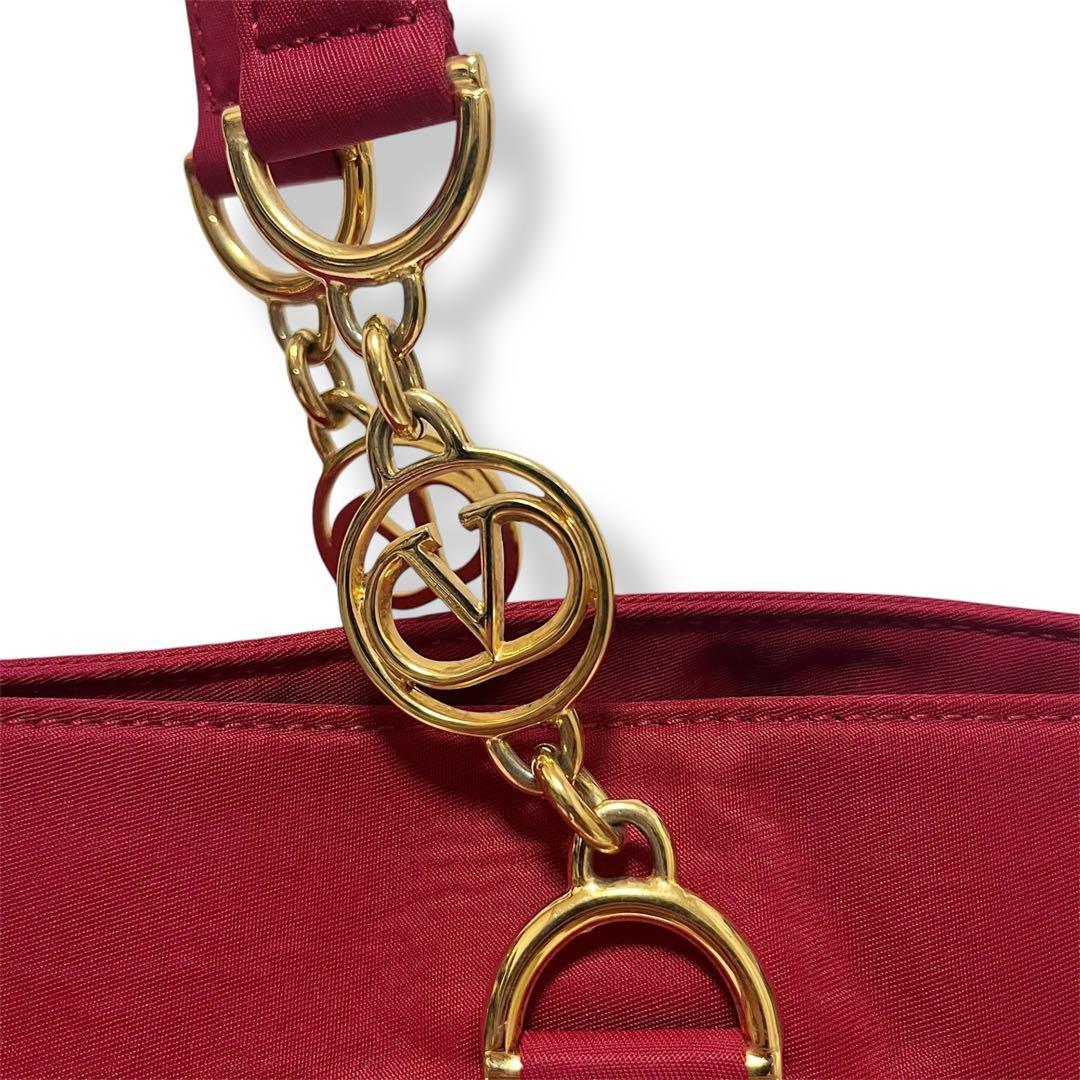 Valentino Garavani Shoulder Bag Purse Logo Nylon Red Authentic