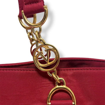 Valentino Garavani Shoulder Bag Purse Logo Nylon Red Authentic