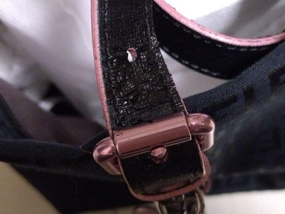 FENDI Hand Shoulder Bag Tote Purse FF Zucchino Black Pink Authentic