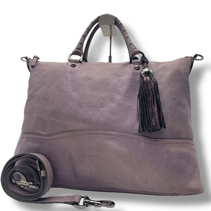 MULBERRY Hand Shoulder Bag Tote Purse 2way Leather Purple Authentic