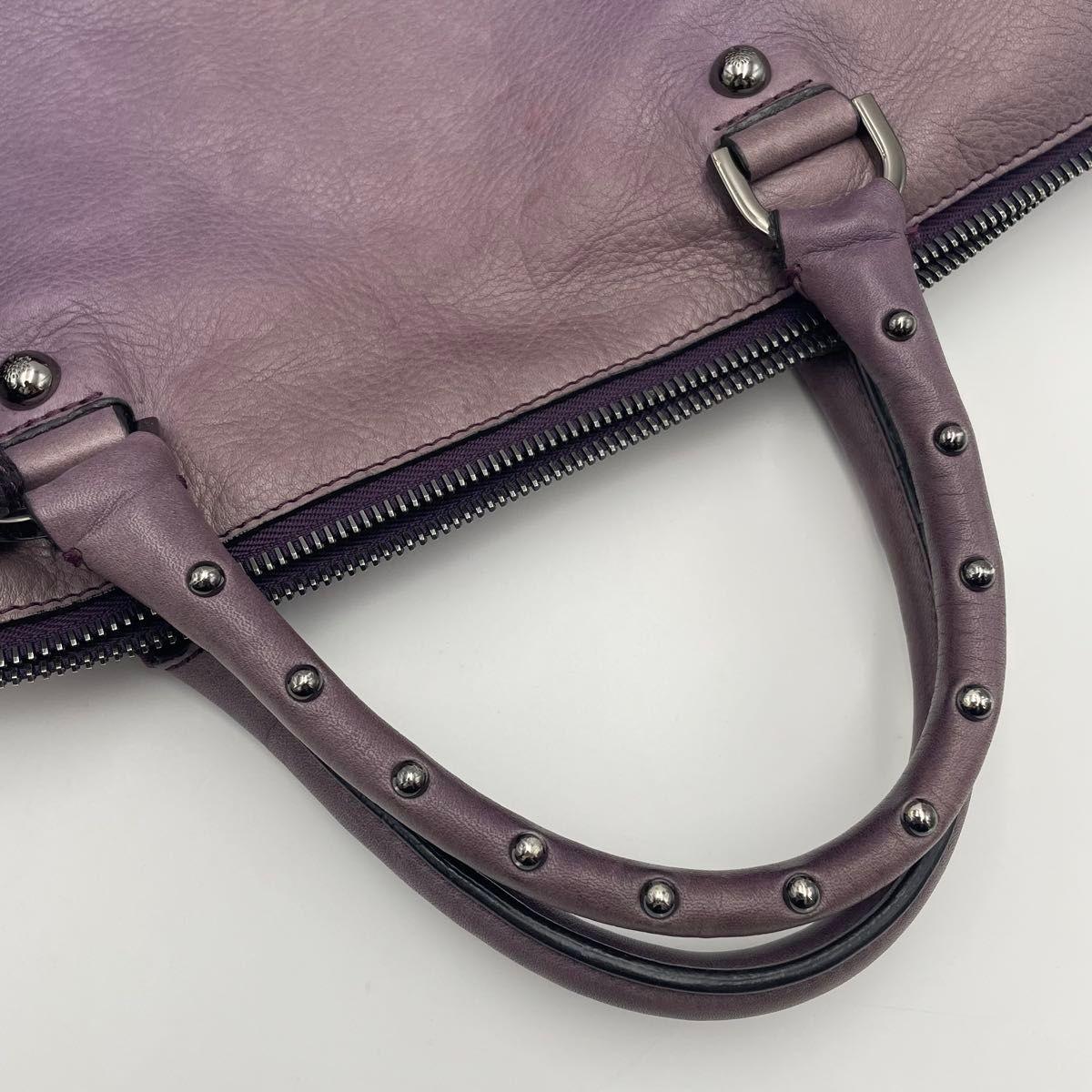 MULBERRY Hand Shoulder Bag Tote Purse 2way Leather Purple Authentic