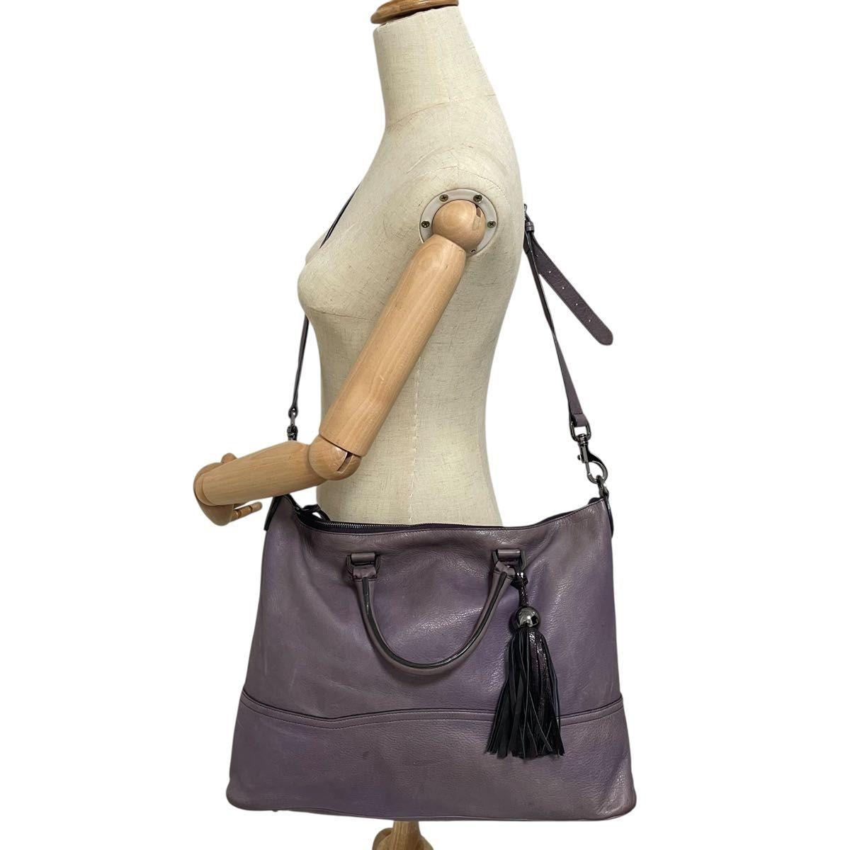 MULBERRY Hand Shoulder Bag Tote Purse 2way Leather Purple Authentic