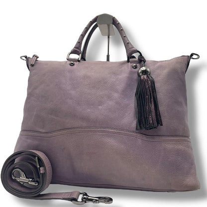 MULBERRY Hand Shoulder Bag Tote Purse 2way Leather Purple Authentic