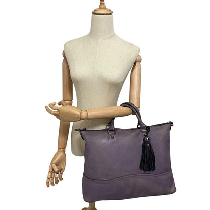 MULBERRY Hand Shoulder Bag Tote Purse 2way Leather Purple Authentic