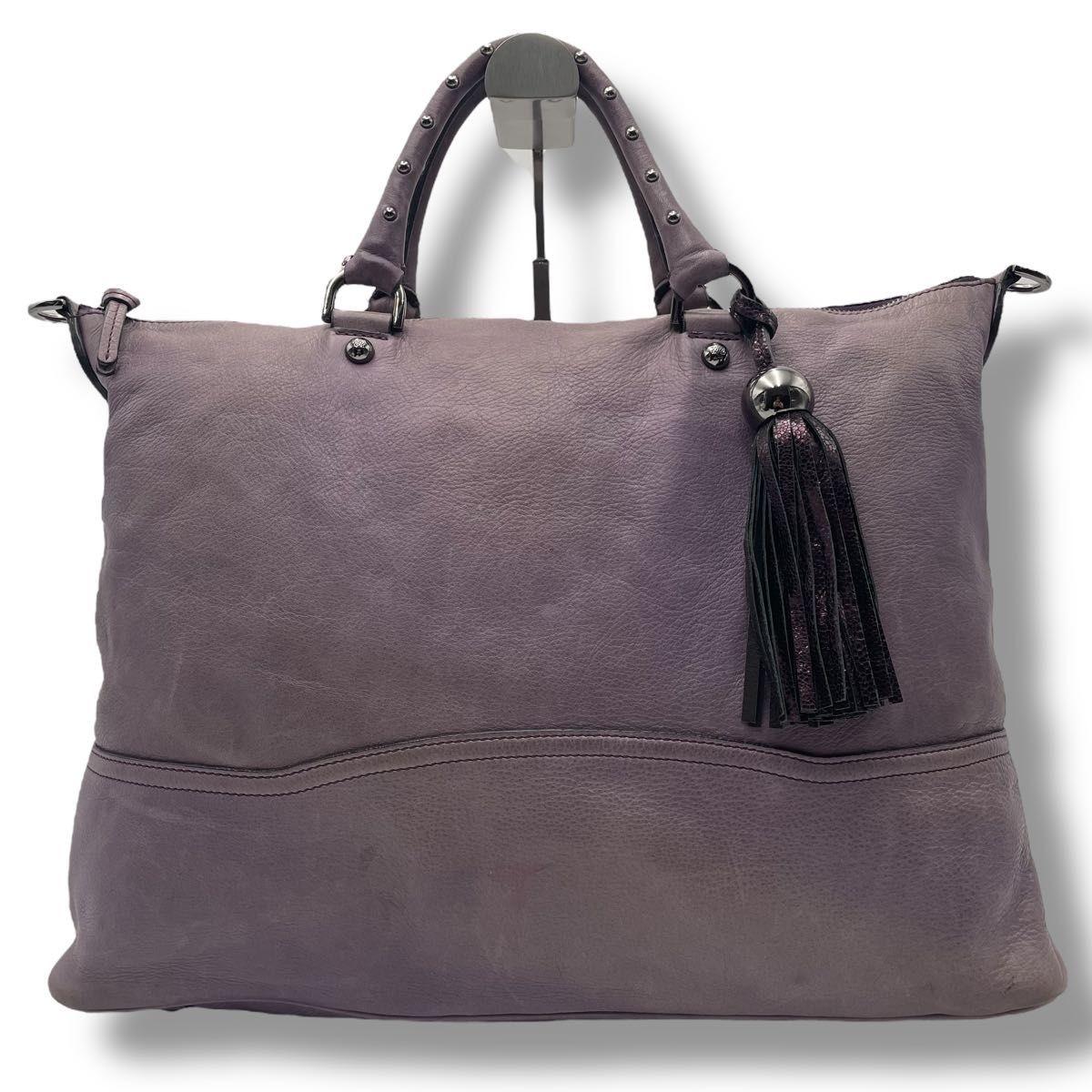 MULBERRY Hand Shoulder Bag Tote Purse 2way Leather Purple Authentic