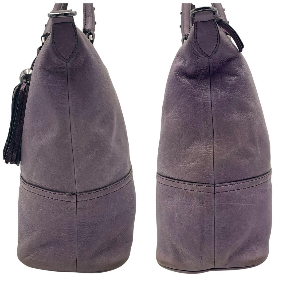 MULBERRY Hand Shoulder Bag Tote Purse 2way Leather Purple Authentic