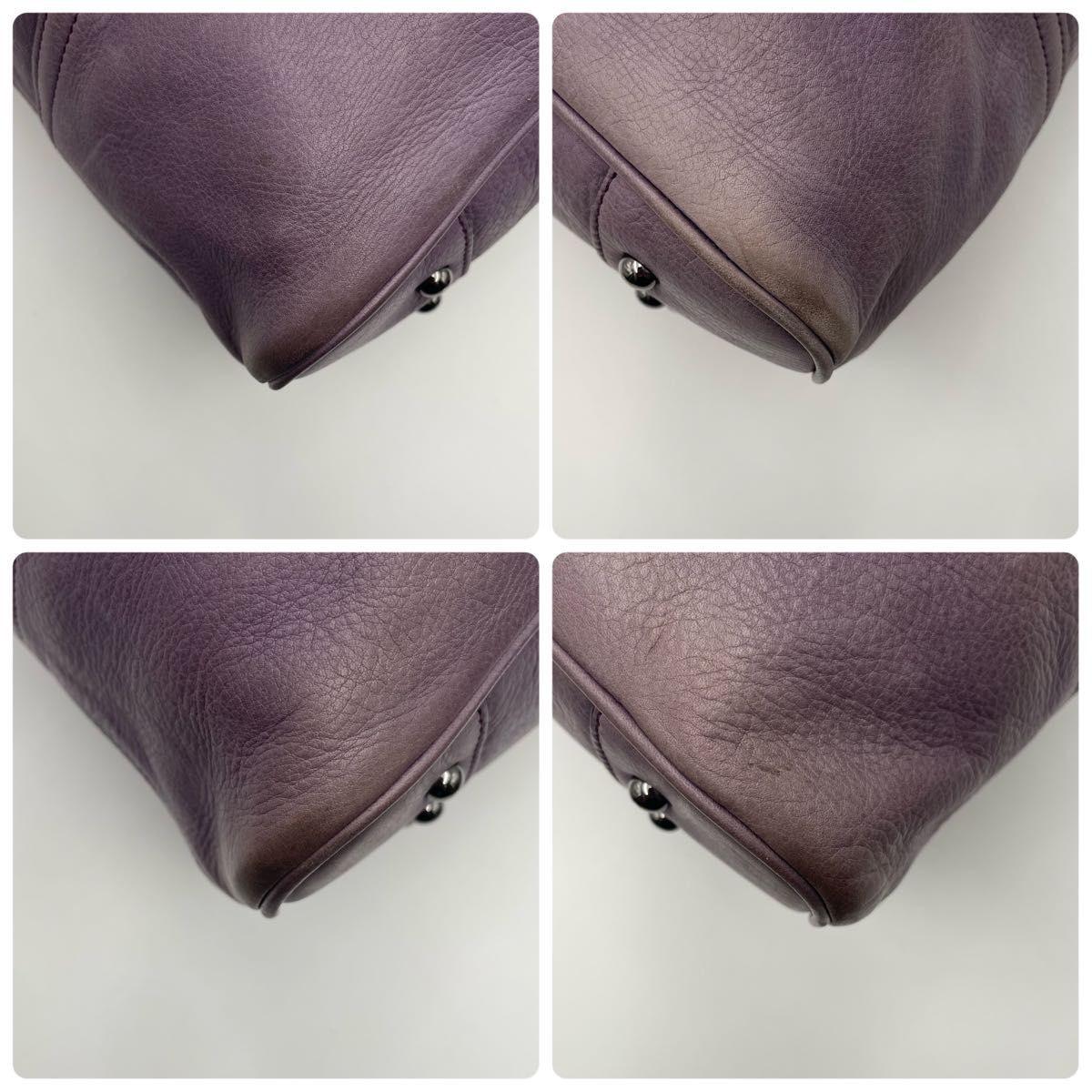 MULBERRY Hand Shoulder Bag Tote Purse 2way Leather Purple Authentic