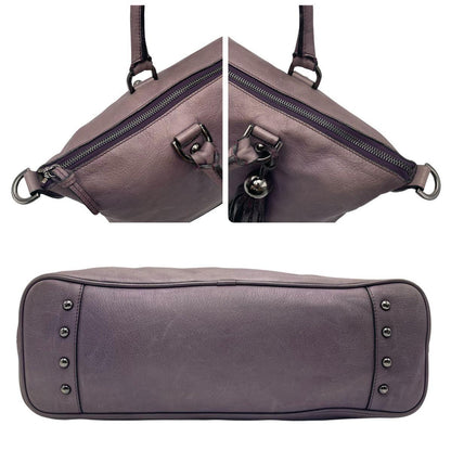 MULBERRY Hand Shoulder Bag Tote Purse 2way Leather Purple Authentic