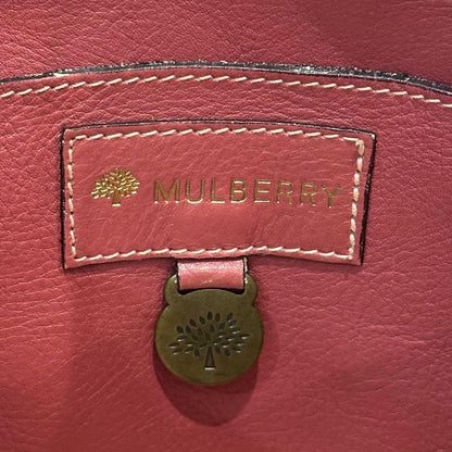 MULBERRY Mini Boston Bag Hand Tote Purse 2way Leather Pink Red Authentic