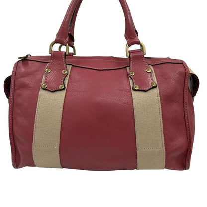 MULBERRY Mini Boston Bag Hand Tote Purse 2way Leather Pink Red Authentic