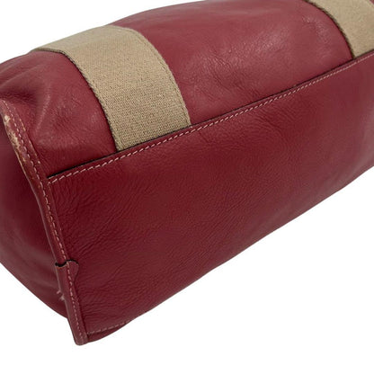 MULBERRY Mini Boston Bag Hand Tote Purse 2way Leather Pink Red Authentic