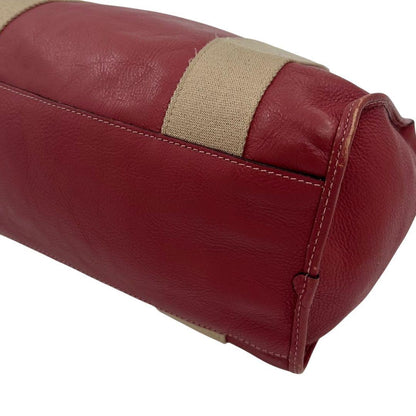 MULBERRY Mini Boston Bag Hand Tote Purse 2way Leather Pink Red Authentic
