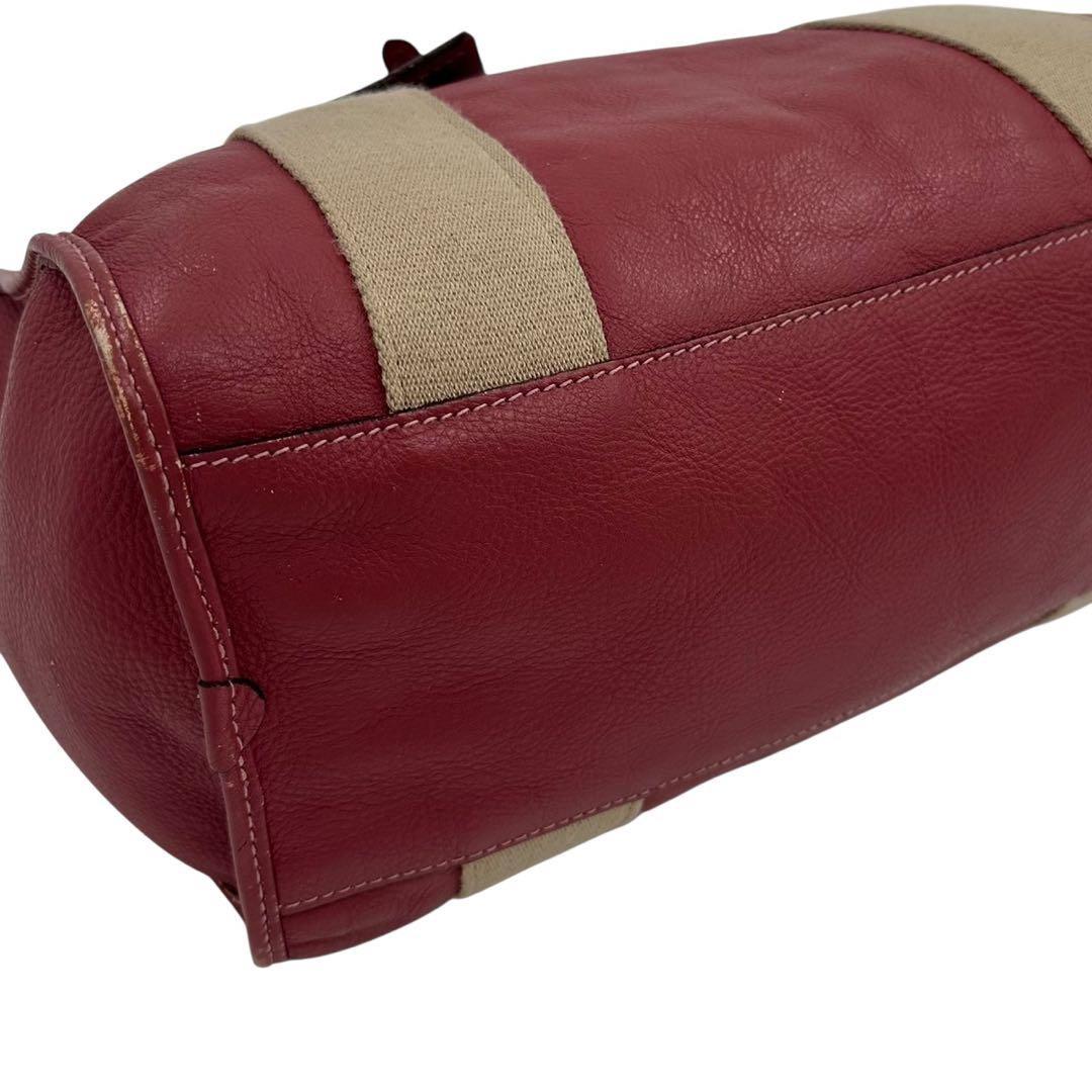 MULBERRY Mini Boston Bag Hand Tote Purse 2way Leather Pink Red Authentic