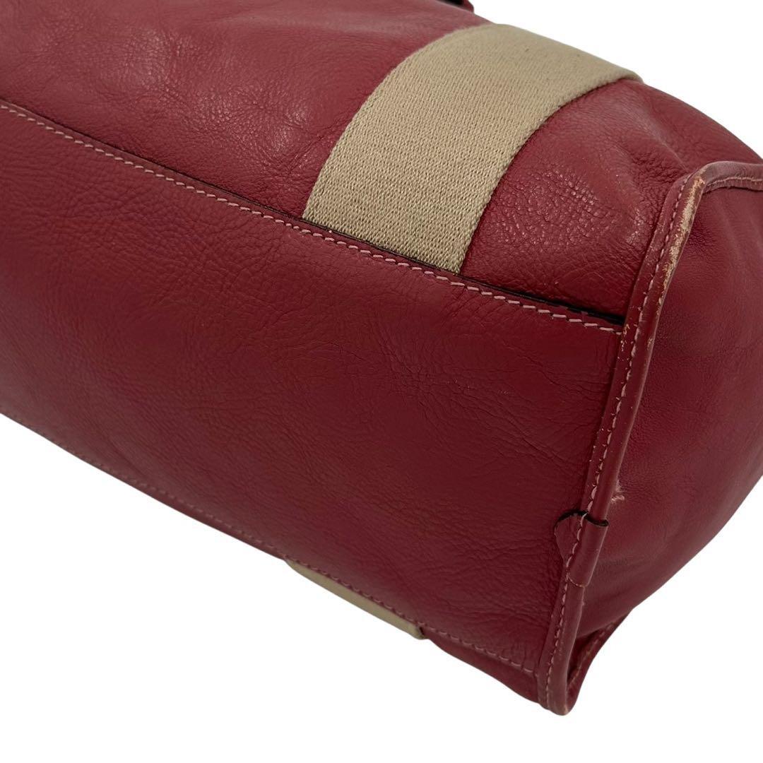 MULBERRY Mini Boston Bag Hand Tote Purse 2way Leather Pink Red Authentic
