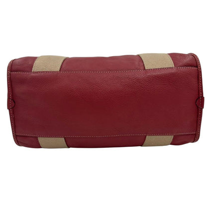 MULBERRY Mini Boston Bag Hand Tote Purse 2way Leather Pink Red Authentic