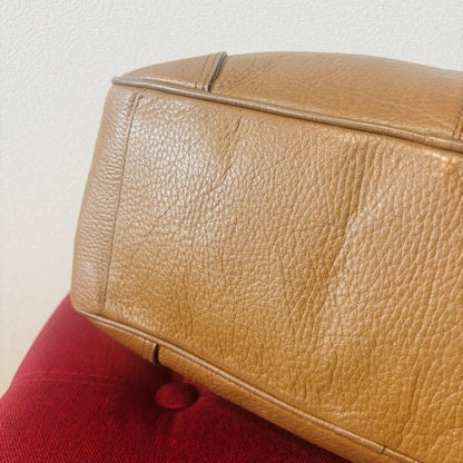 MULBERRY Hand Bag Tote Purse Turn Lock Leather Brown Authentic