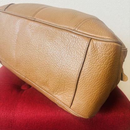 MULBERRY Hand Bag Tote Purse Turn Lock Leather Brown Authentic