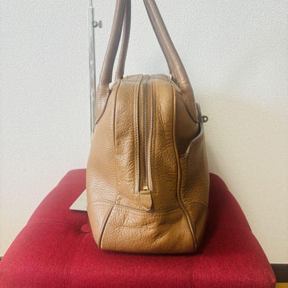 MULBERRY Hand Bag Tote Purse Turn Lock Leather Brown Authentic