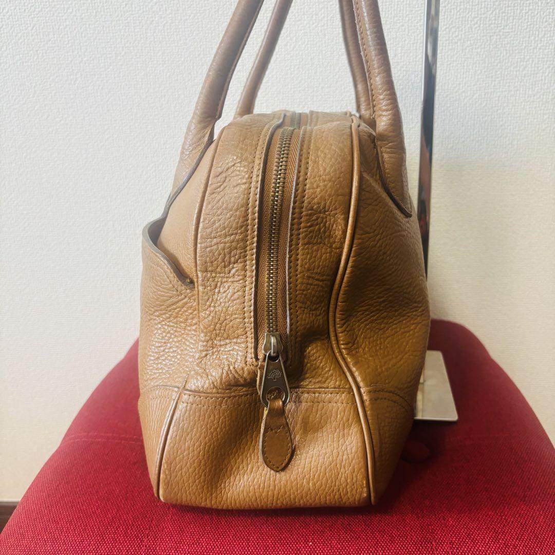 MULBERRY Hand Bag Tote Purse Turn Lock Leather Brown Authentic