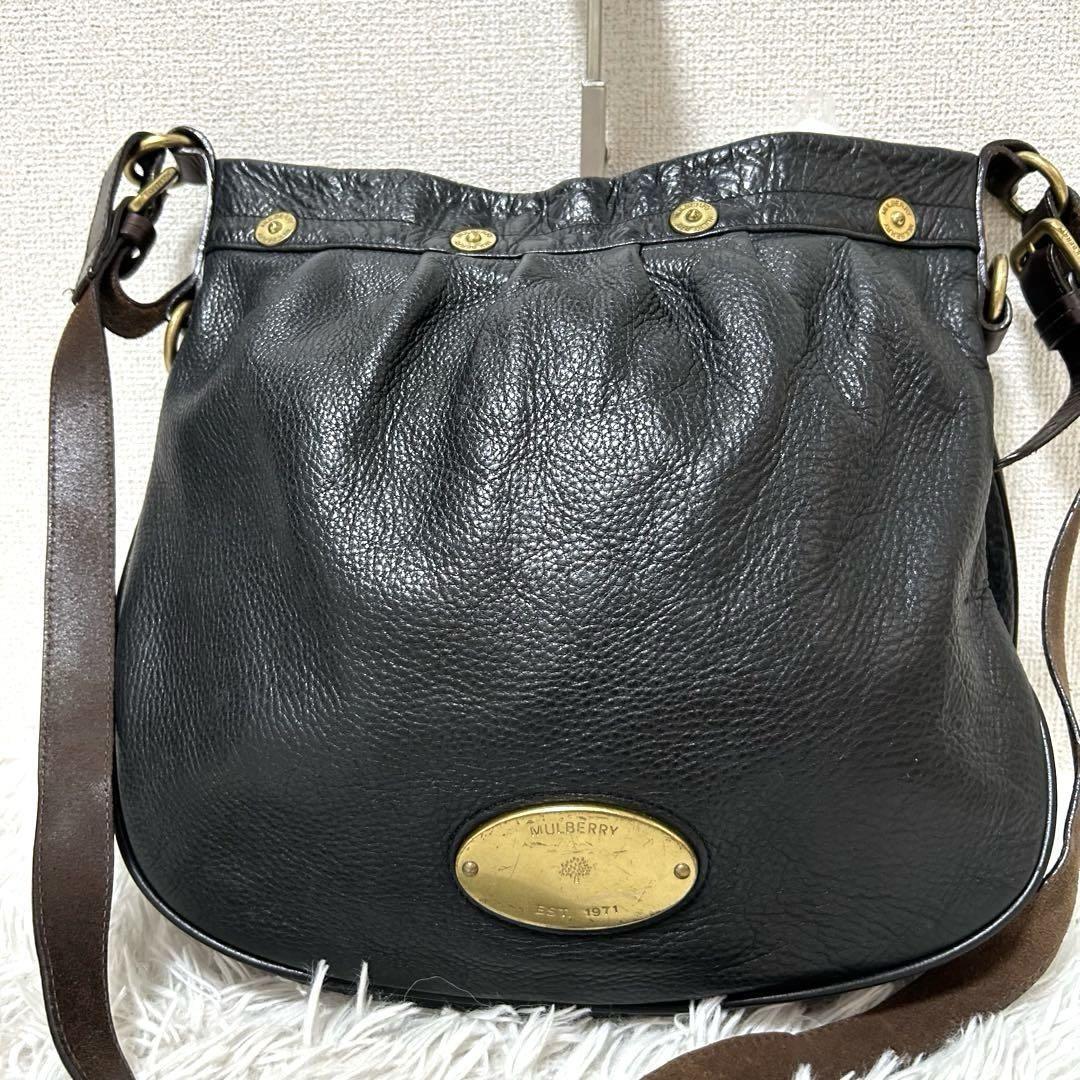MULBERRY Shoulder Bag Purse Leather Black Authentic