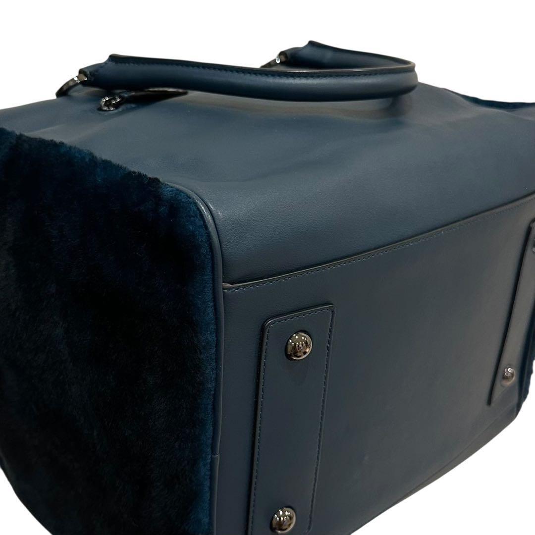 MULBERRY Hand Bag Tote Purse Bayswater Leather Navy Authentic