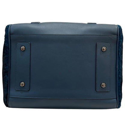 MULBERRY Hand Bag Tote Purse Bayswater Leather Navy Authentic