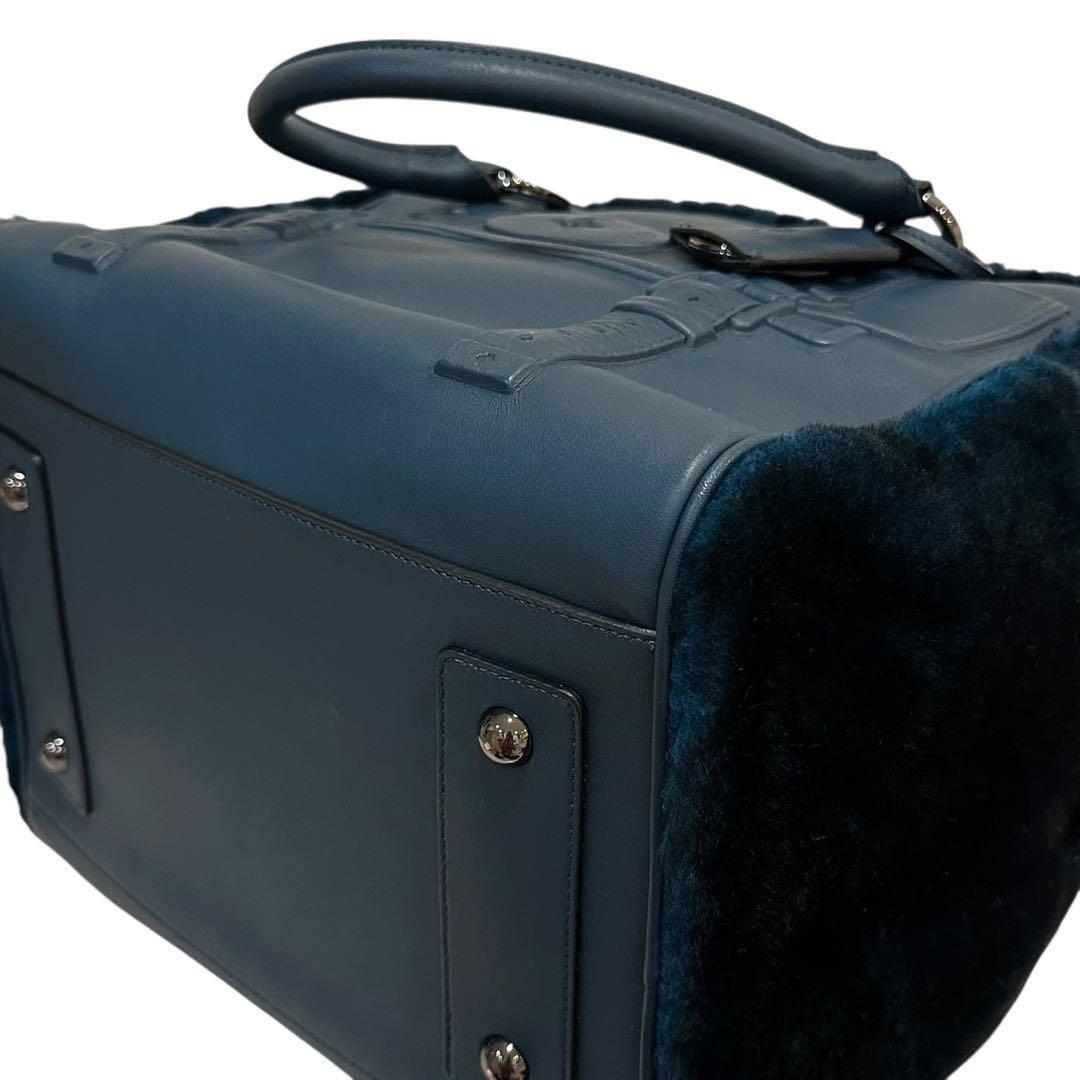 MULBERRY Hand Bag Tote Purse Bayswater Leather Navy Authentic