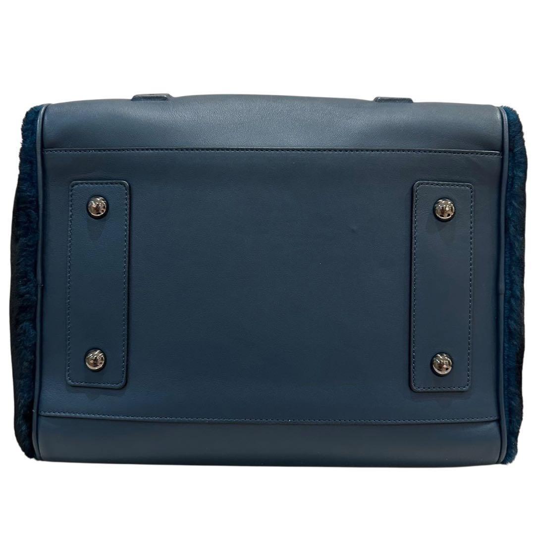 MULBERRY Hand Bag Tote Purse Bayswater Leather Navy Authentic