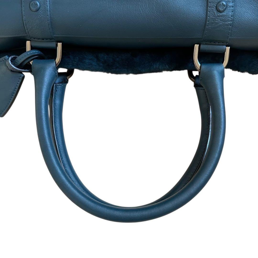 MULBERRY Hand Bag Tote Purse Bayswater Leather Navy Authentic