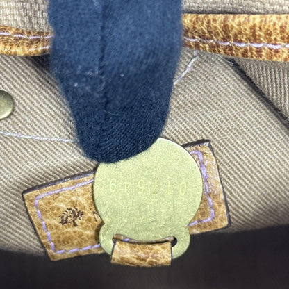 MULBERRY Shoulder Bag Purse Leather Canvas Beige Brown Authentic