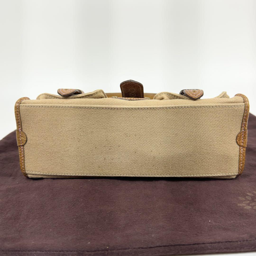 MULBERRY Shoulder Bag Purse Leather Canvas Beige Brown Authentic