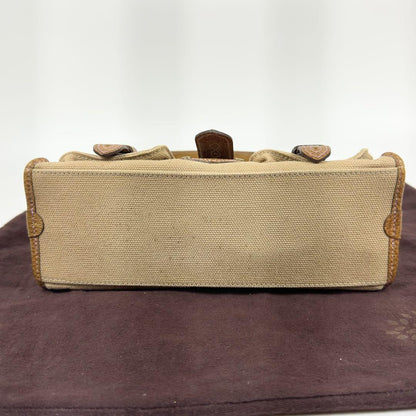 MULBERRY Shoulder Bag Purse Leather Canvas Beige Brown Authentic