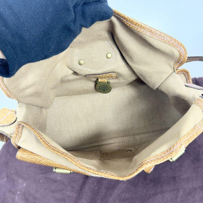 MULBERRY Shoulder Bag Purse Leather Canvas Beige Brown Authentic