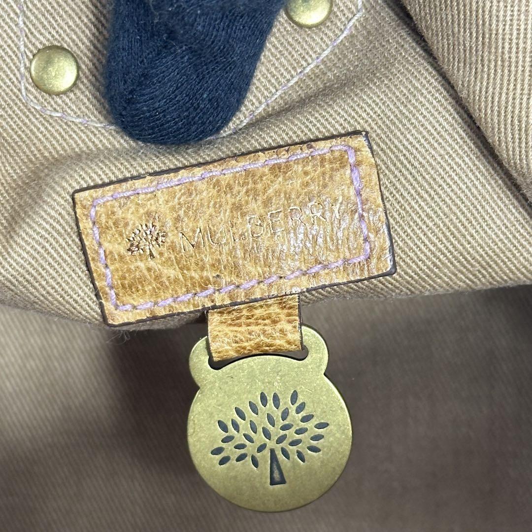 MULBERRY Shoulder Bag Purse Leather Canvas Beige Brown Authentic