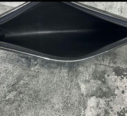 Christian Dior Shoulder Bag Purse Logo Suede Leather Black Authentic