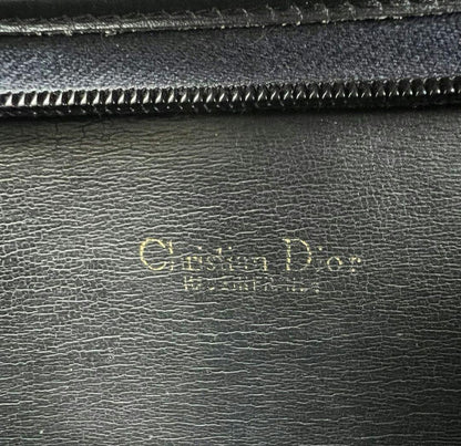 Christian Dior Shoulder Bag Purse Logo Suede Leather Black Authentic
