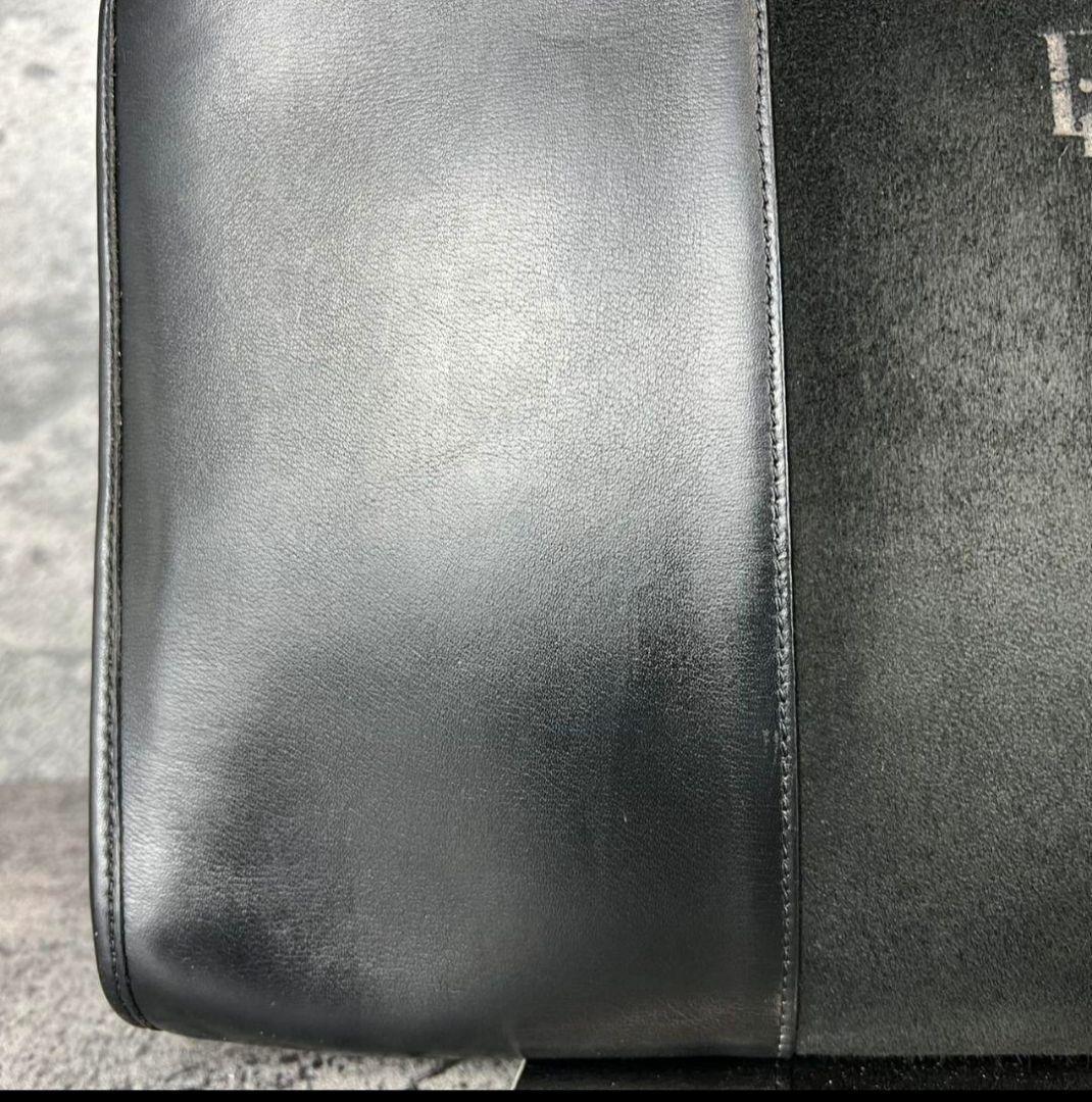 Christian Dior Shoulder Bag Purse Logo Suede Leather Black Authentic