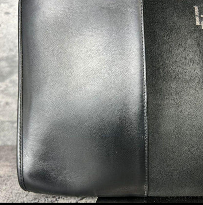 Christian Dior Shoulder Bag Purse Logo Suede Leather Black Authentic