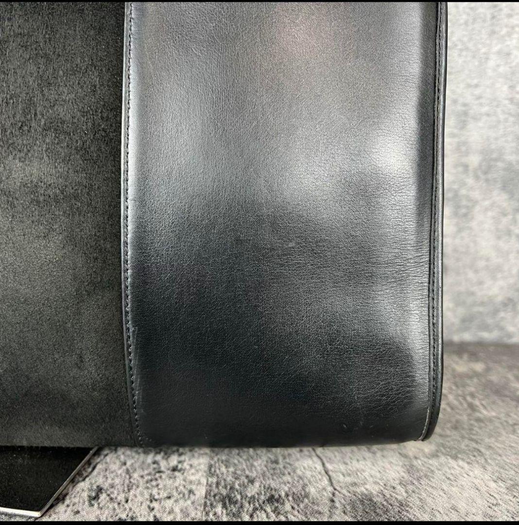 Christian Dior Shoulder Bag Purse Logo Suede Leather Black Authentic