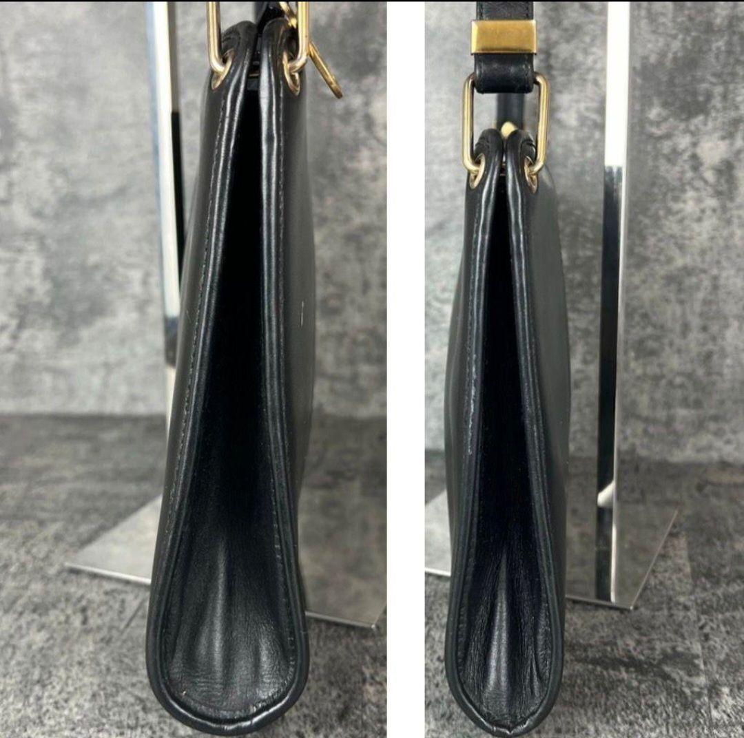 Christian Dior Shoulder Bag Purse Logo Suede Leather Black Authentic