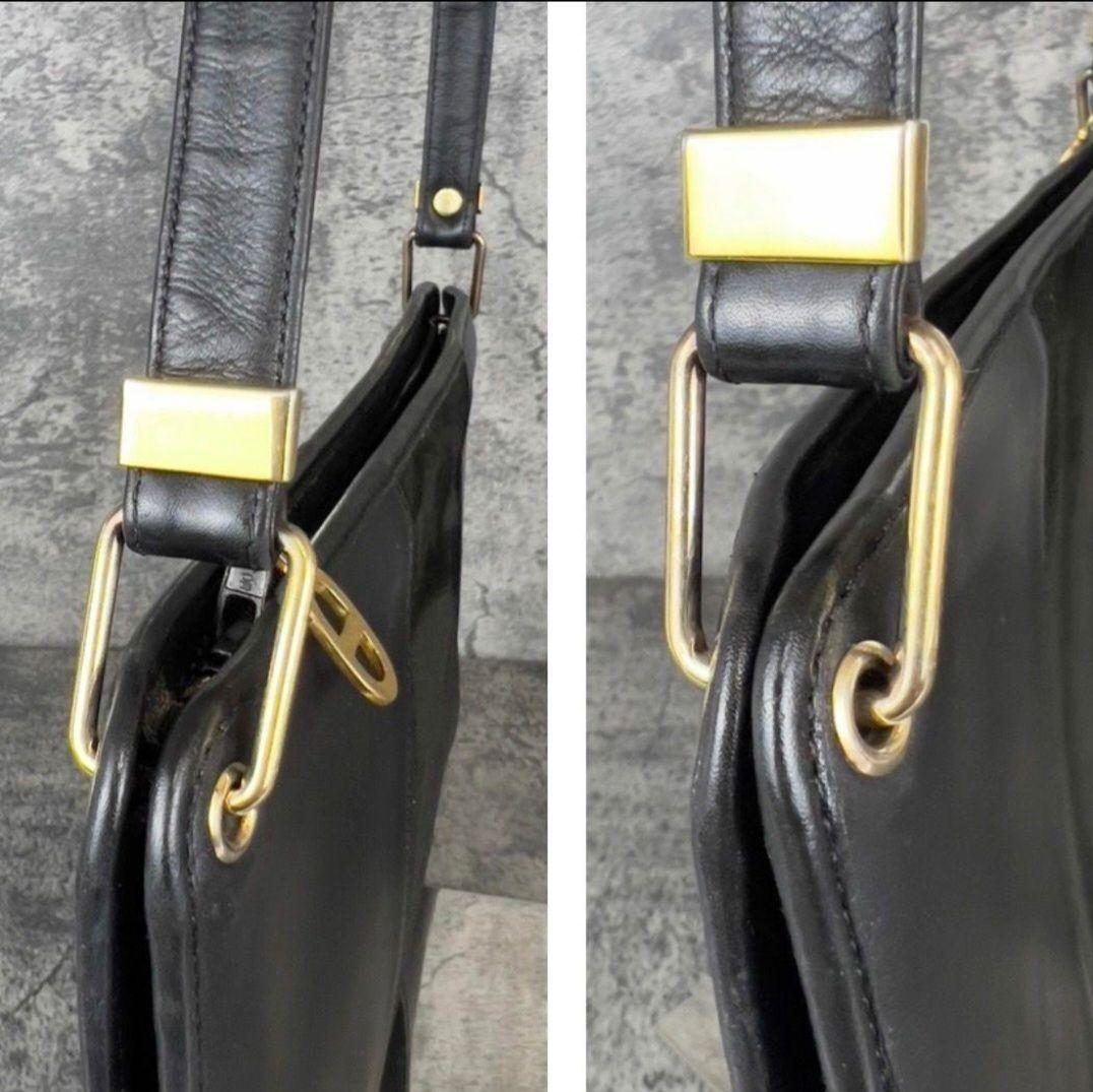 Christian Dior Shoulder Bag Purse Logo Suede Leather Black Authentic